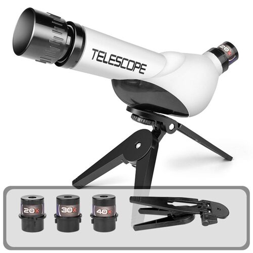 Télescope pliable pour enfants, idéal pour l'astronomie et l'observation de la nature, avec trépied et oculaires.