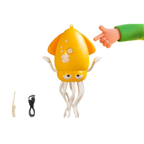Poulpe dansant en peluche avec canne à pêche et lumières LED pour enfants - Jouet interactif à ramper