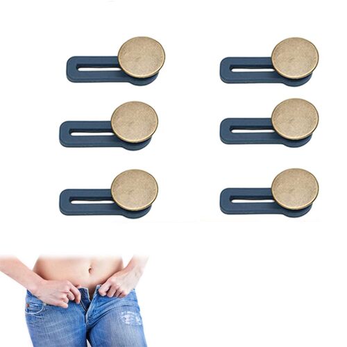 Lot de 6 rallonges de boutons de jeans pour ajustement de la taille, extensions métalliques