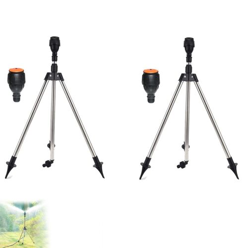 Lot de 2 arroseurs trépieds réglables pour l'irrigation de jardin et de pelouse avec une couverture de pulvérisation à 360 degrés