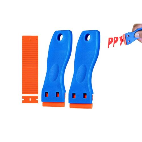 Ensemble D'outils De Grattage En Plastique Comprenant 2 Grattoirs Et 100 Lames En Plastique Pour Le Nettoyage Et L'élimination Des Taches
