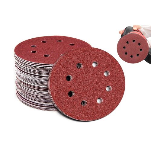 Disques de ponçage 5 pouces à 8 trous pour ponceuse orbitale aléatoire, 100 pièces avec différents grains