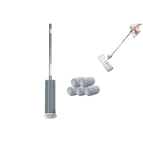 Balai à franges auto-essoreur avec fonction anti-acariens et lingettes lavables