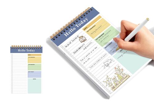 Bloc-Notes De Planification Des Tâches Quotidiennes Avec Pages Détachables, Reliure Spirale Et Couverture En Pvc, 52 Feuilles, 21 X 14 Cm