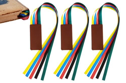 Lot De 3 Marque-Pages En Ruban De Cuir Pu Multicolores Pour Livres