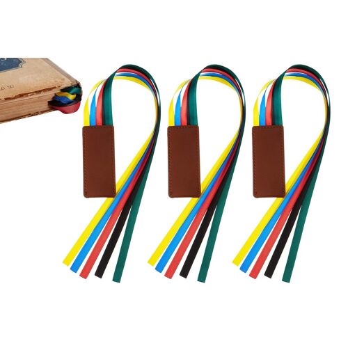 Lot De 3 Marque-Pages En Ruban De Cuir Pu Multicolores Pour Livres