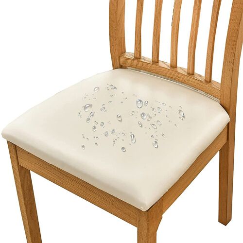 Housse de chaise extensible en cuir PU imperméable et résistante à l'huile, protection pour chaise de salle à manger