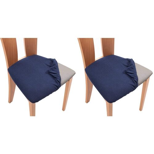 Lot de 2 housses extensibles pour chaises de salle à manger - Bleu marine, convient aux chaises de 36 à 46 cm de longueur/largeur d'assise, de 3 à 5 cm d'épaisseur