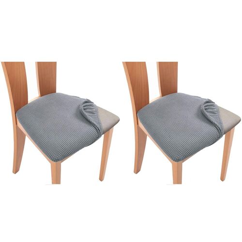 Lot de 2 housses extensibles pour chaises de salle à manger - Gris clair, convient aux chaises de 36 à 46 cm de longueur/largeur d'assise, de 3 à 5 cm d'épaisseur
