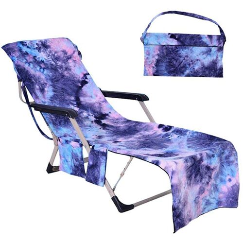Housse De Chaise Longue De Plage Avec Poche Latérale - Bleue, Convient À La Plupart Des Chaises, Coins Élastiques, Microfibre Douce, 75 X 210 Cm