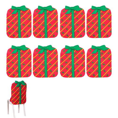 Lot de 8 housses de dossier de chaise de Noël pour chaises de salle à manger