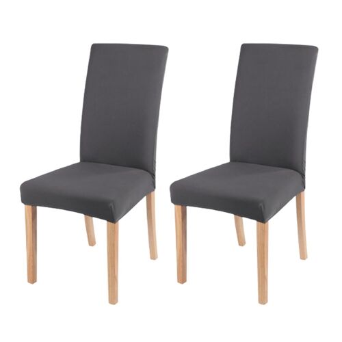Lot de 2 housses extensibles grises pour chaises de salle à manger, lavables, compatibles avec la plupart des chaises, protègent des rayures et des taches.