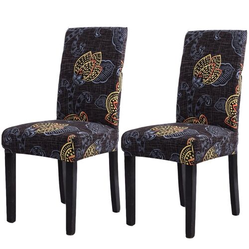 Lot de 2 housses extensibles, amovibles et lavables pour chaises sans accoudoirs, idéales pour la salle à manger et le salon - 5 modèles disponibles