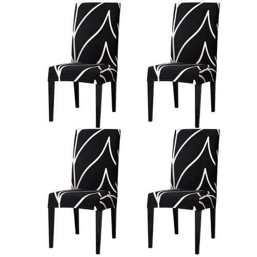 Lot de 4 housses de chaise extensibles et lavables pour chaises de salle à manger, coupe élastique, plusieurs styles disponibles