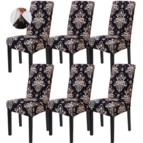 Lot de 6 housses de chaises de salle à manger extensibles, amovibles et lavables en machine, avec sangles élastiques, taille universelle.