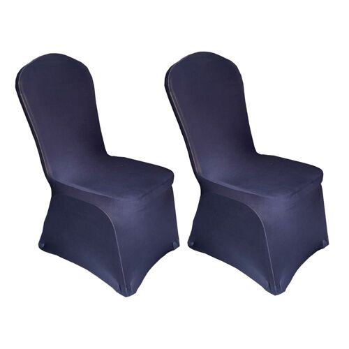 Lot De 2 Housses De Chaise Extensibles Et Lavables - Bleues Pour Salle À Manger Et Cuisine