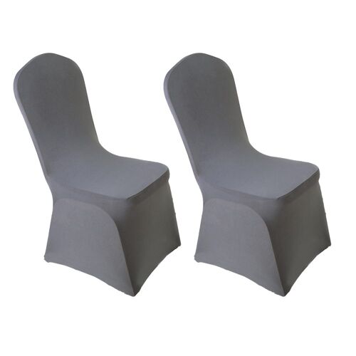 Lot de 2 housses de chaise extensibles et lavables pour salle à manger - Gris