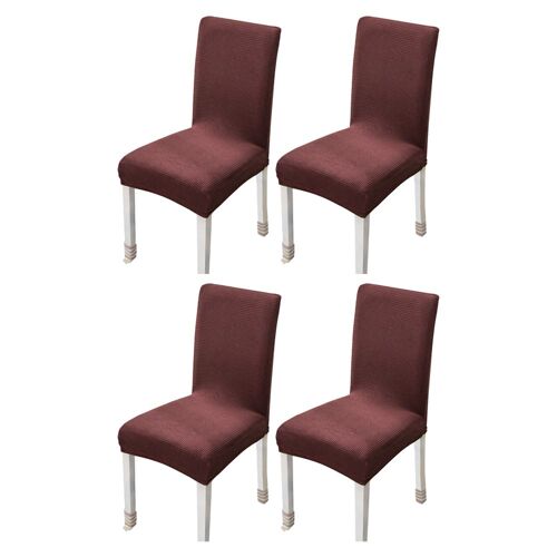Lot de 4 housses de chaise extensibles marron, élastiques et lavables en machine. Convient aux chaises avec une hauteur de dossier de 42 à 52 cm et une hauteur d'assise de 38 à 45 cm.