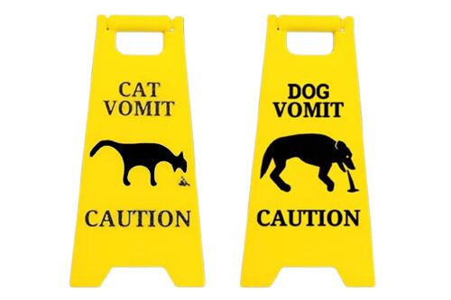 Lot De 2 Panneaux D'avertissement « Vomissements De Chat Et De Chien » - Mini Décoration Pour Animaux