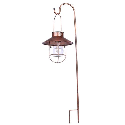 Lanterne suspendue solaire avec crochet de berger pour usage extérieur - Marron
