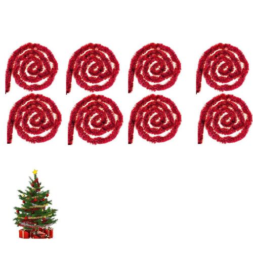 Guirlande de 8 pièces en clinquant pour sapin de Noël - Longueur : 2,3 m, largeur : 3 cm, résistante et réutilisable, 5 couleurs disponibles