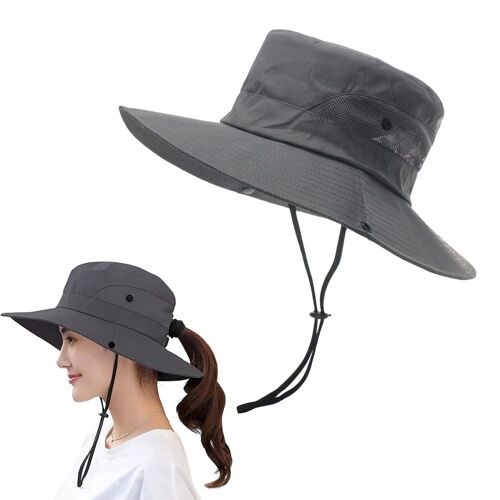 Bob À Larges Bords Pour Une Protection Uv - Randonnée Et Pêche - Gris