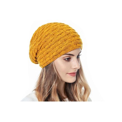 Bonnet Unisexe En Maille Doublée Polaire - Jaune