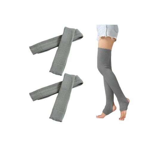 Chaussettes Hautes Tricotées Extra Longues Pour Femmes, Guêtres Montantes - Gris Clair - Lot De 2 Paires