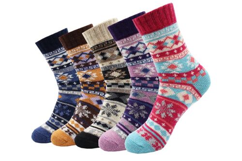 Lot De 5 Paires De Chaussettes D'hiver Tricotées Pour Femme - Douces, Épaisses, Style Vintage, Confortables Et Chaudes