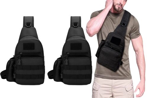 Sac Bandoulière Tactique 2 Pièces Avec Porte-Bouteille, Sac À Dos Militaire, Sac À Bandoulière