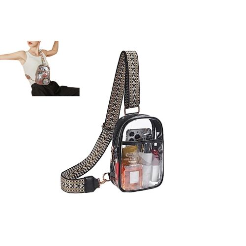 Sac bandoulière transparent pour stades - Sac bandoulière femme - Noir