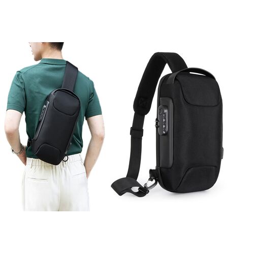 Sac Bandoulière Étanche Et Antivol Avec Port De Chargement Usb Pour Homme - Sac À Dos Bandoulière Noir