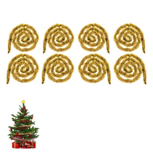 Guirlande de 8 pièces en clinquant pour décorer le sapin de Noël, longueur 2,3 m, largeur 3 cm, résistante et réutilisable, 5 couleurs