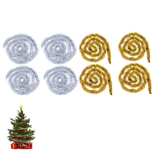 Guirlande de 8 pièces en clinquant pour décorer votre sapin de Noël, longueur 2,3 m, largeur 3 cm, résistante et réutilisable, disponible en 5 couleurs.