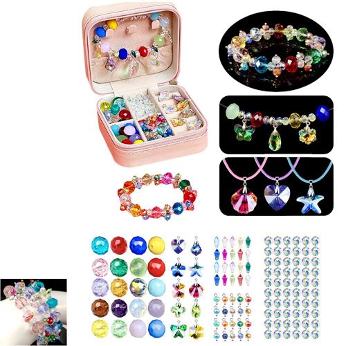 Kit De 131 Pièces Pour Fabriquer Soi-Même Un Bracelet À Breloques Pour Enfants : Perles, Pendentifs, Boîte À Bijoux Et Fournitures De Loisirs Créatifs.