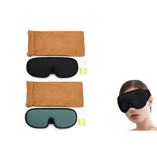 Lot De 2 Masques De Sommeil 3d Avec Bouchons D'oreilles Et Pochettes De Rangement Pour Les Voyages Et Le Sommeil 