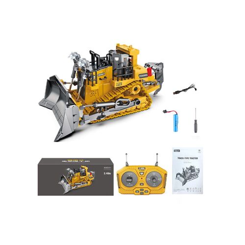 Bulldozer radiocommandé 9 canaux 2,4 GHz avec lumières et sons pour enfants, véhicule de chantier à l'échelle 1:20