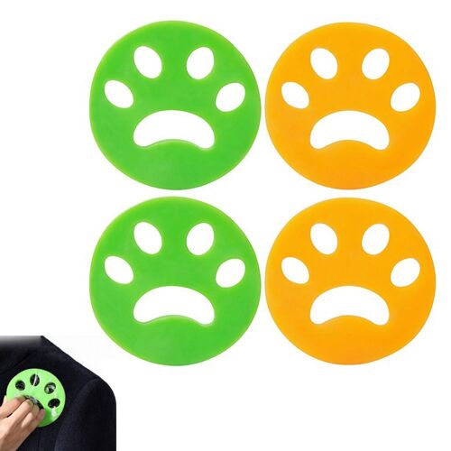 Lot de 4 boules en silicone réutilisables pour ramasser les poils d'animaux, pour le linge et les surfaces.
