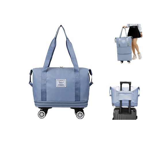 Valise de voyage extensible et pliable à roulettes - Bleue, grand format, bagage cabine
