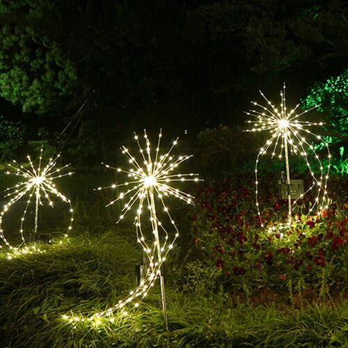 Lot De 2 Guirlandes Lumineuses Solaires Led Avec Fil De Cuivre Pour Éclairage Au Sol Et Décoration De Jardin