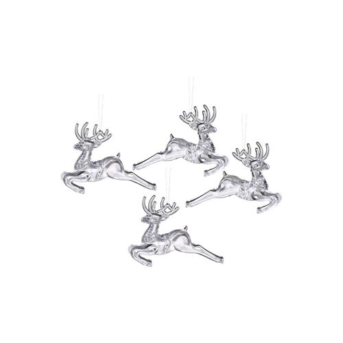 Lot de 4 décorations de Noël réutilisables pour sapin : flocon de neige, glaçon et pendentif cerf volant