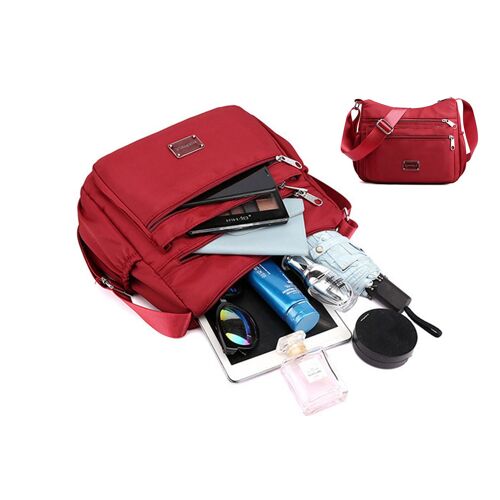 Sac à bandoulière femme à poches multiples - Rouge