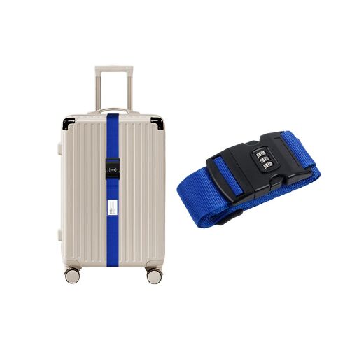 Sangle de bagage réglable avec cadenas à combinaison pour valises de 20 à 34 pouces - Bleue