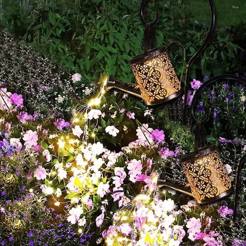 Lot De 2 Guirlandes Lumineuses Solaires En Forme D'arrosoir Pour La Décoration De Jardin Extérieur