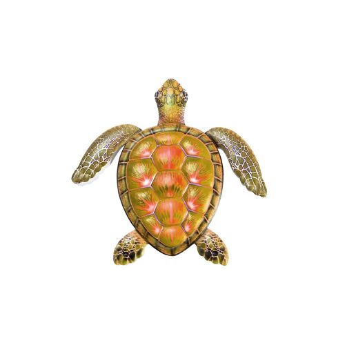 Décoration Murale Tortue Marine En Métal Pour La Maison - Art En Fer Jaune Pour Une Utilisation Intérieure Et Extérieure