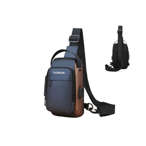 Sac bandoulière avec port USB et cadenas antivol - Bleu et or