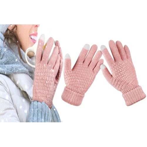 Gants Tactiles En Polaire Tricotée Pour Hommes Et Femmes - Gants Thermiques D'hiver Roses
