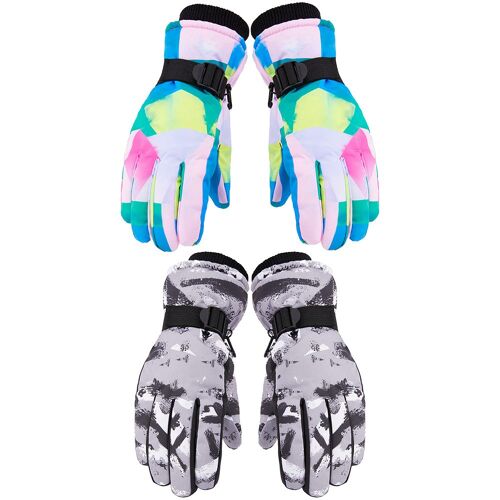 Lot De 2 Gants De Ski Imperméables Avec Écran Tactile Pour Adultes - Coupe-Vent Et Chauds Pour Les Activités Par Temps Froid