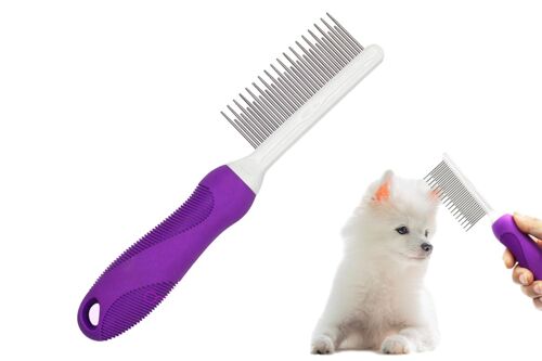 Peigne Double Pour Chiens Et Chats, En Acier Inoxydable, Manche Ergonomique, Outil De Démêlage Et De Toilettage