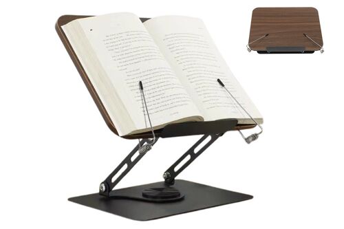 Support De Livre Réglable Avec Rotation À 360° Pour La Lecture - Marron Foncé